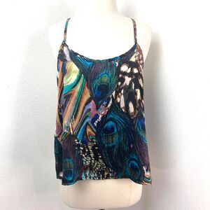 Y2K Forever 21 Peacock Tank Top Med Racerback Boho Fairy Whimsygoth Festival